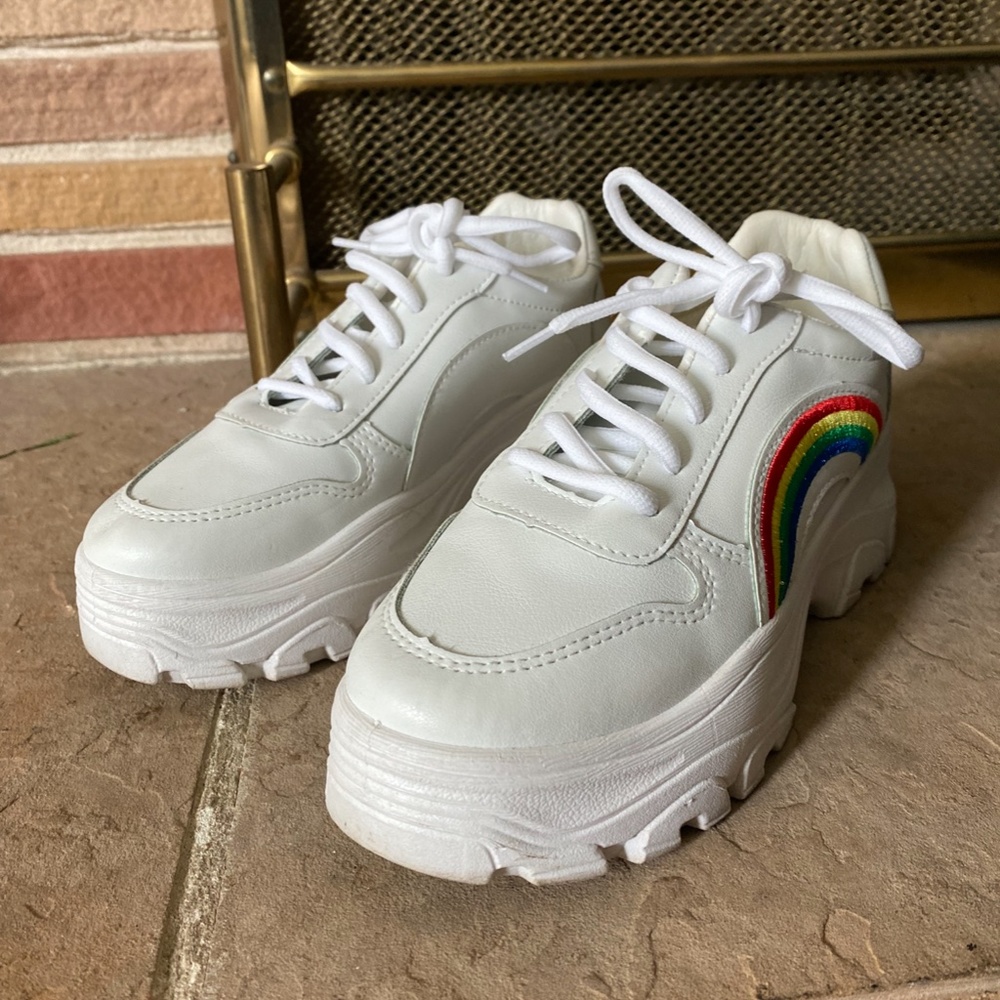 SHEIN Punk Festival Rainbow Embroidered Shoes